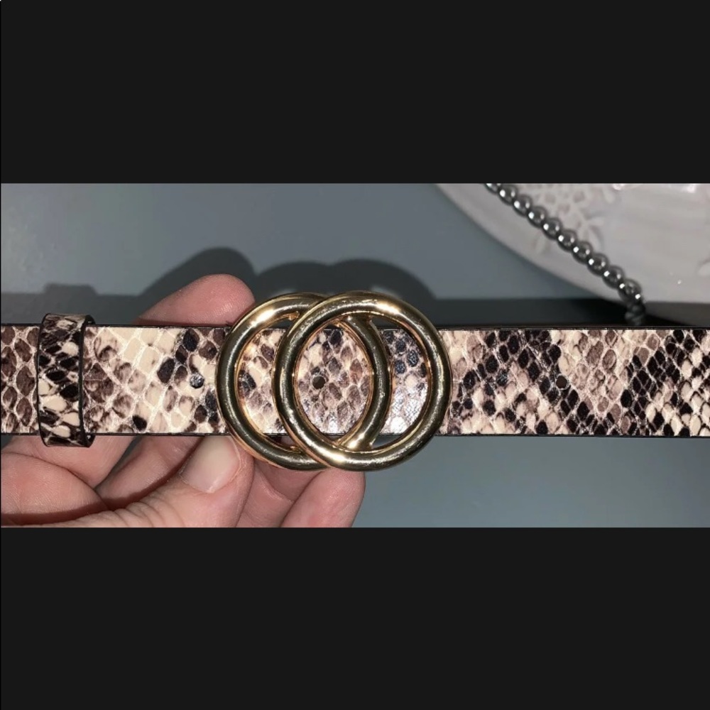 H&M Snakeskin Patterned Waist Belt Faux Leather Size XS